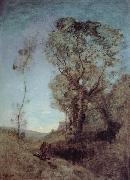 Corot Camille The Italian vill behind pines painting